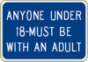 Vulcan Signs - KP-3 - Anyone Under 18 Must Be With An Adult Sign