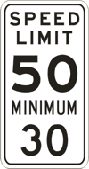 Vulcan Signs - R2-4a-50-30 - Speed Limit 50 Minimum 30