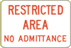 Vulcan Signs - Security Signs - ID-9 - Restricted Area No Admittance Sign