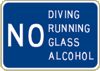 Vulcan Signs - KP-1 - No Diving, No Running, No Glass, No Alcohol Sign