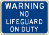 Vulcan Signs - KP-2 - Warning No Lifeguard on Duty Sign