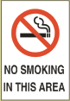 Industrial Signs No Smoking In This Area NS-3 7 x 10 and 10 x 14