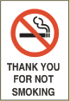 Industrial Signs Thank You For Not Smoking NS-4 7 x 10 and 10 x 14