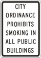 Vulcan Signs - CV-1 - City Ordinance Prohibits Smoking In All Public Buildings Sign