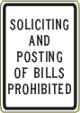 Vulcan Signs - CV-5 - Soliciting and Posting Of Bills Prohibited Sign