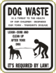 Vulcan Signs - CV-8 - Clean Up Dog Waste Sign